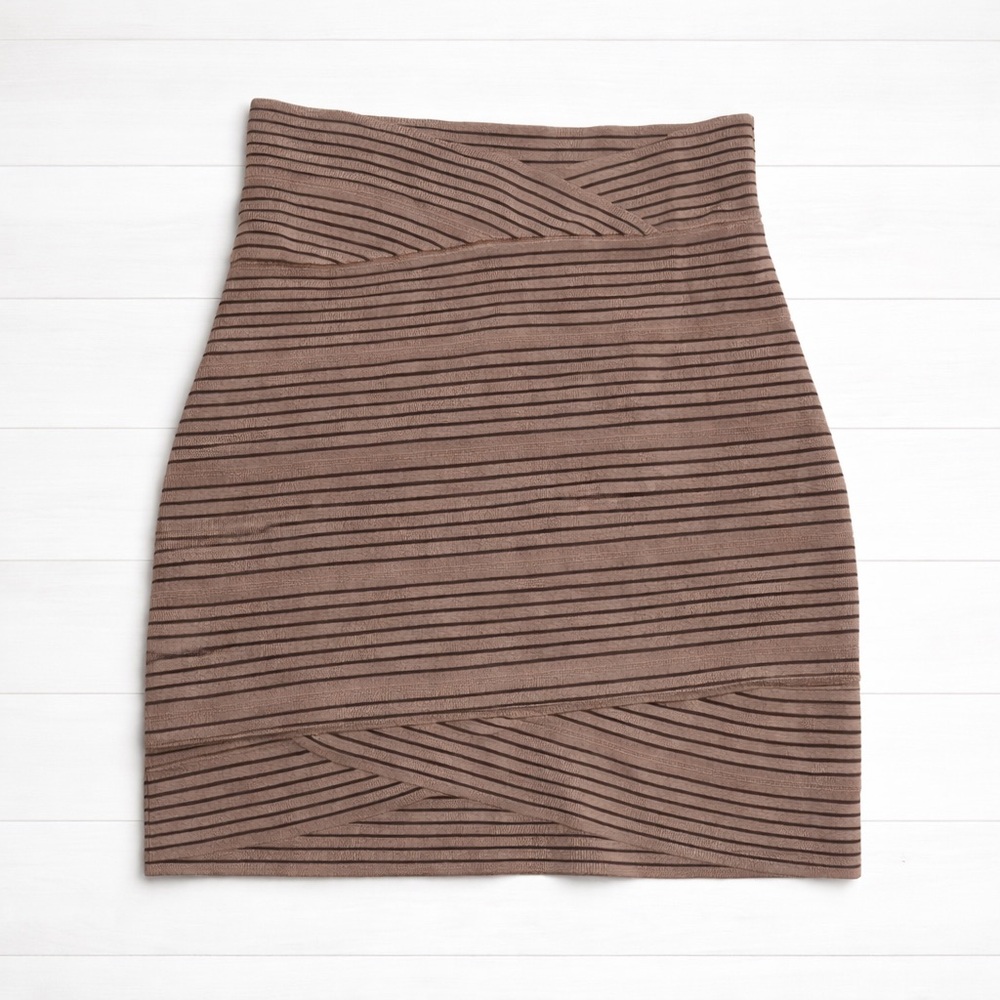 Freeway Brown Pencil Skirt with Stripes